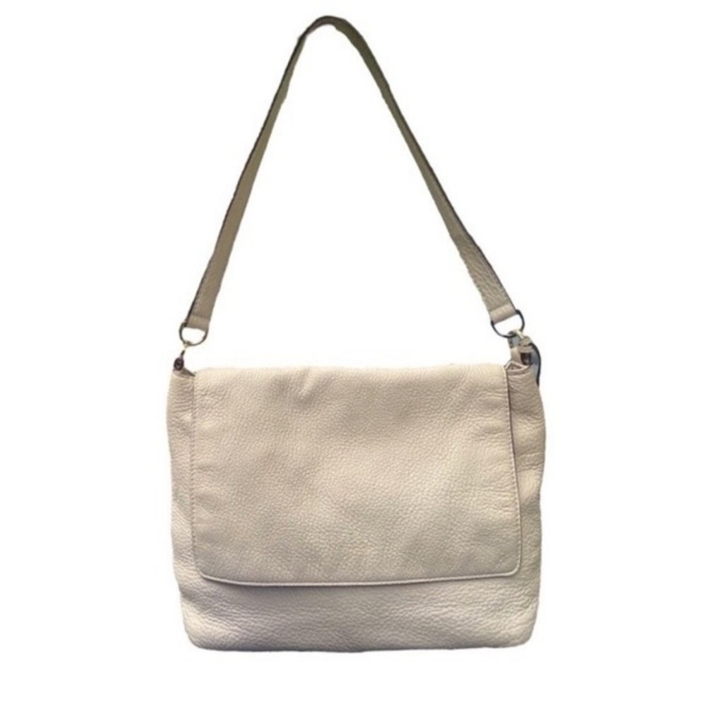 KATE SPADE Womens Beige Pebbled Leather Flap Hobo Shoulder Bag